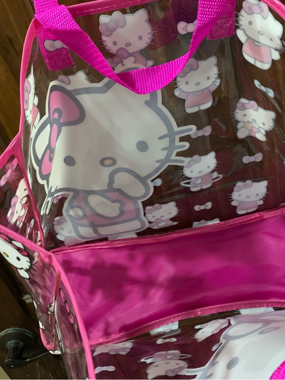 Hello Kitty Clear Tote Bag with Hot Pink Trim and Handles - Picture 4 of 6